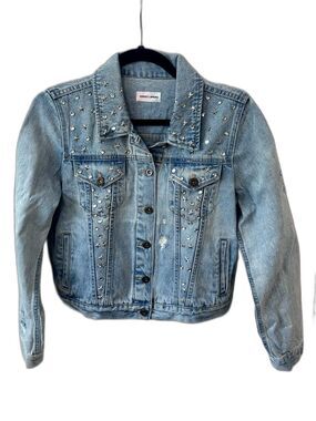 SUNSET & SPRING Jean Jacket Women's Size XS  Embellished Denim Jean Jacket